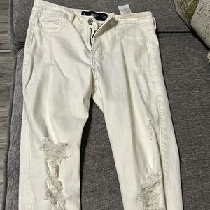 Hollister Crop Highrise White Jeans